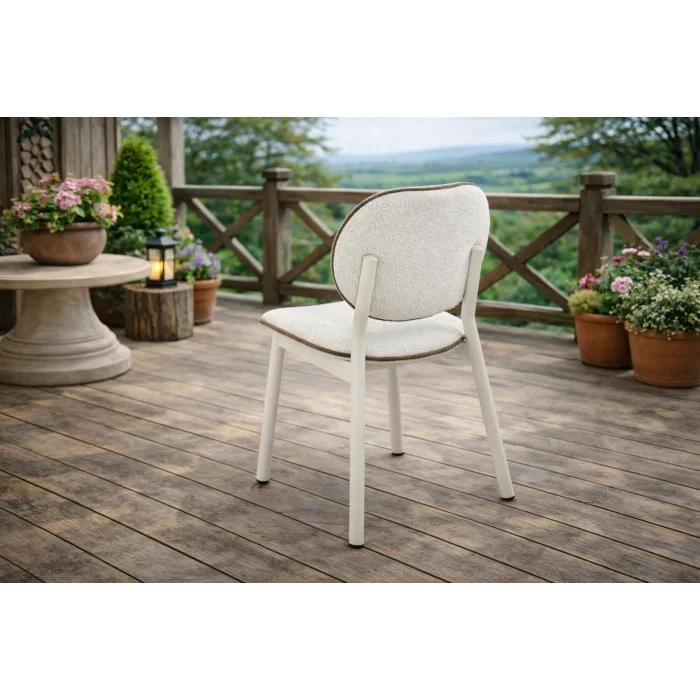 KANT Krem Sandalye - Metal İskeletli Bahçe ve Teras Sandalyesi