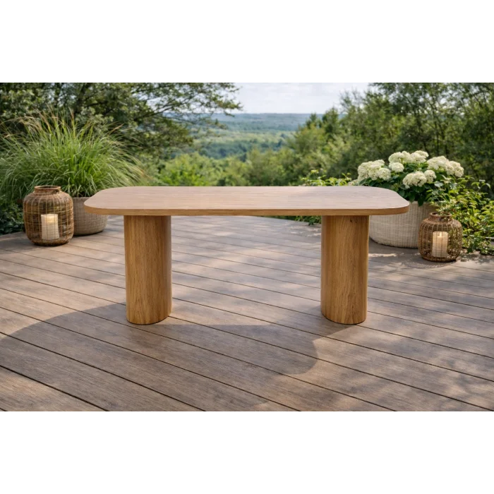 ELİPS Koyu Meşe Masa - 200 cm Modern Oval Bahçe Masası