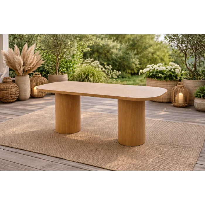 ELİPS Naturel Masa - 200 cm Modern Oval Bahçe Masası