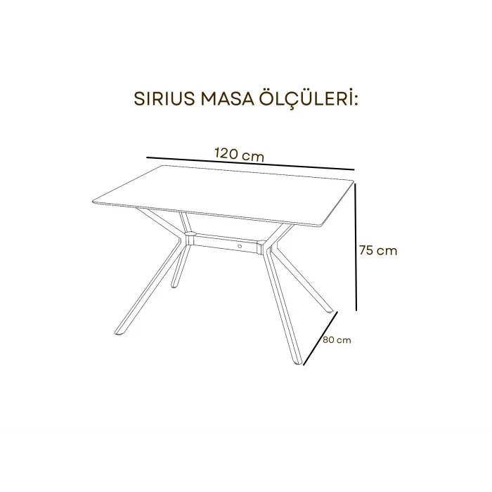 SIRIUS Beyaz Masa - 120 cm Mermer Desenli Modern Bahçe Masası