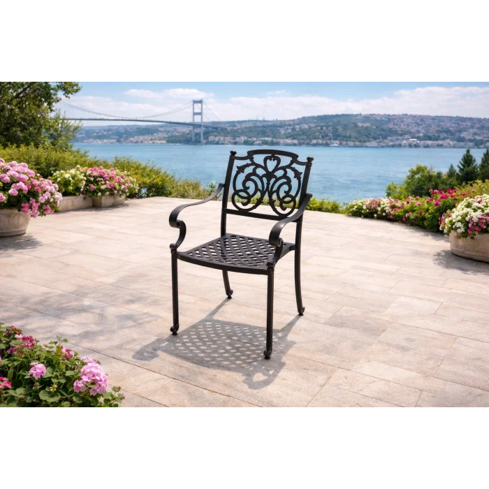 100×300 Döküm Bahçe Masa Takımı - 10 Kişilik Lüks Oturma Grubu