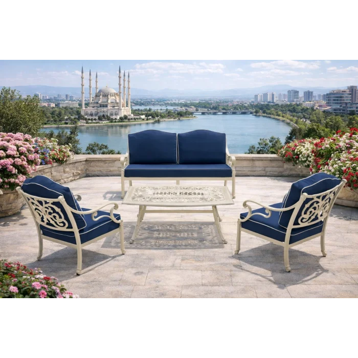 CNR Döküm Mini Oturma Takımı (2+1+1+Sehpa) - Klasik Bahçe Seti