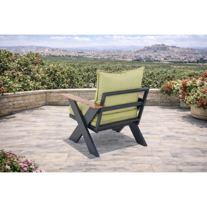 VENTO Alüminyum Bahçe Oturma Grubu (Antrasit - Yeşil) - 5 Kişilik Lüks Takım