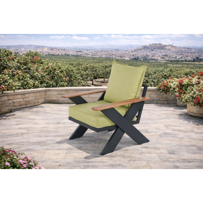 VENTO Alüminyum Bahçe Oturma Grubu (Antrasit - Yeşil) - 5 Kişilik Lüks Takım