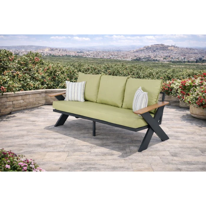 VENTO Alüminyum Bahçe Oturma Grubu (Antrasit - Yeşil) - 5 Kişilik Lüks Takım