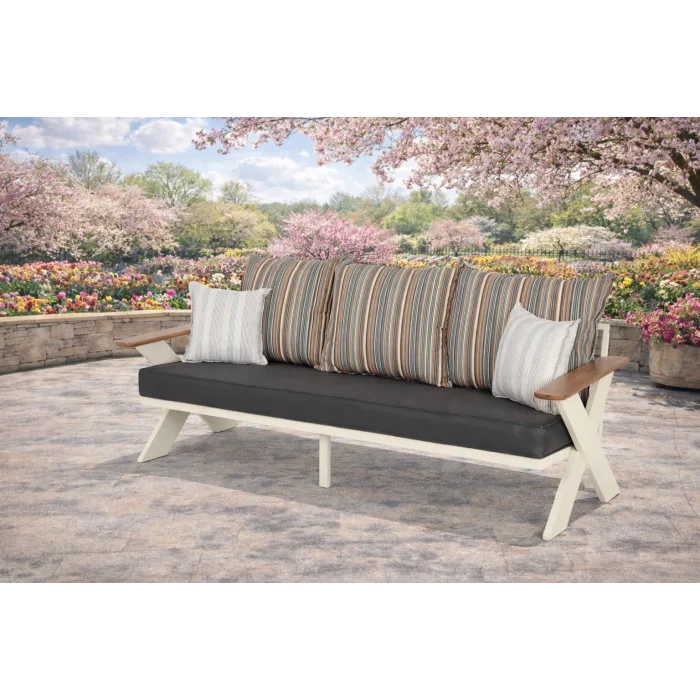 VENTO Alüminyum Bahçe Oturma Grubu (Krem - Çizgili) - 5 Kişilik Lüks Takım