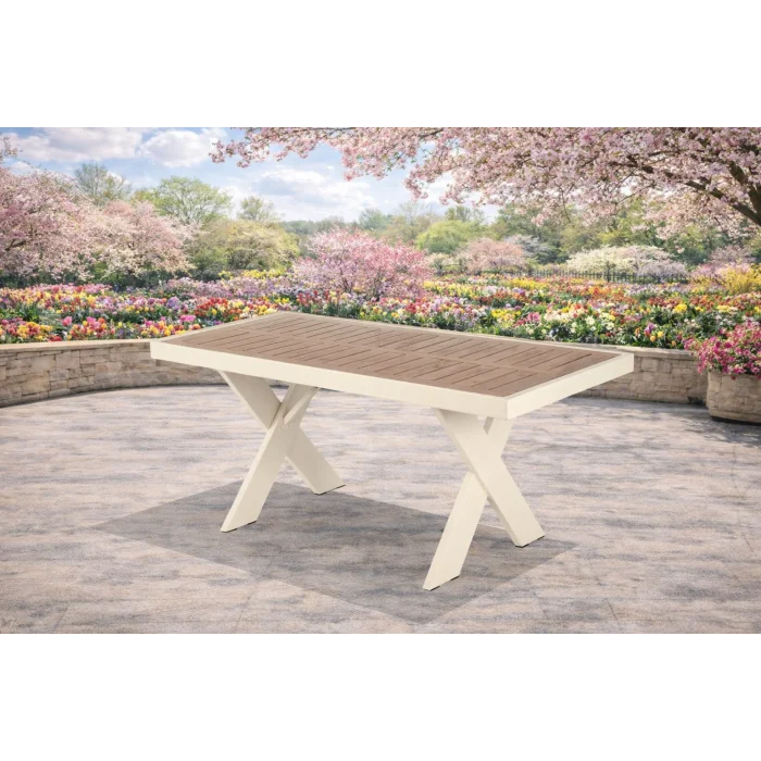 VENTO Alüminyum Bahçe Oturma Grubu (Krem - Çizgili) - 5 Kişilik Lüks Takım