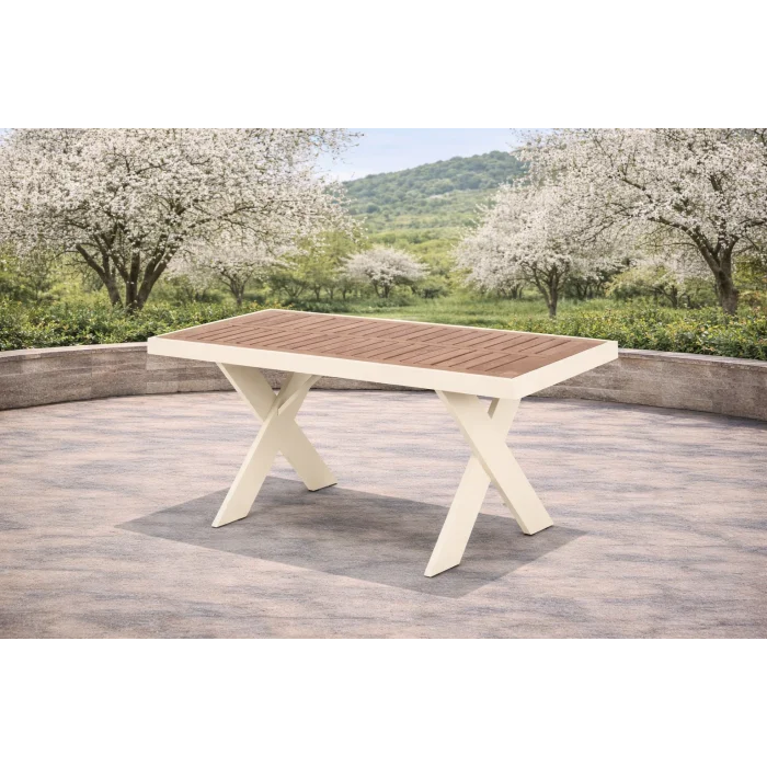 VENTO Alüminyum Bahçe Oturma Grubu (Krem - Lacivert) - 5 Kişilik Lüks Takım