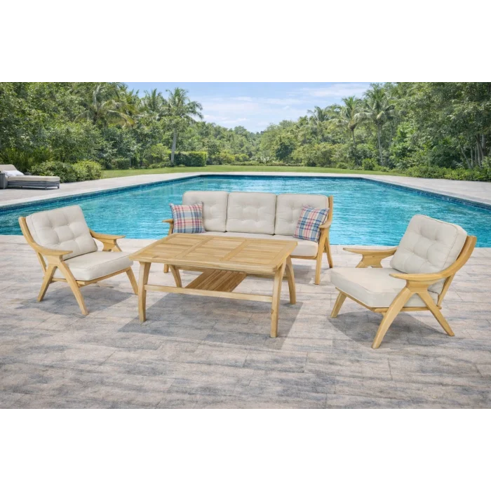 ARMONİ Kestane Ağacı Bahçe ve Balkon Oturma Grubu - 5 Kişilik Doğal Tasarım