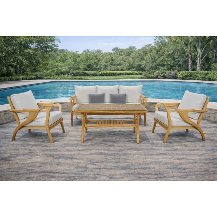 SERA Kestane Ağacı Bahçe ve Balkon Oturma Grubu - 5 Kişilik Masif Set