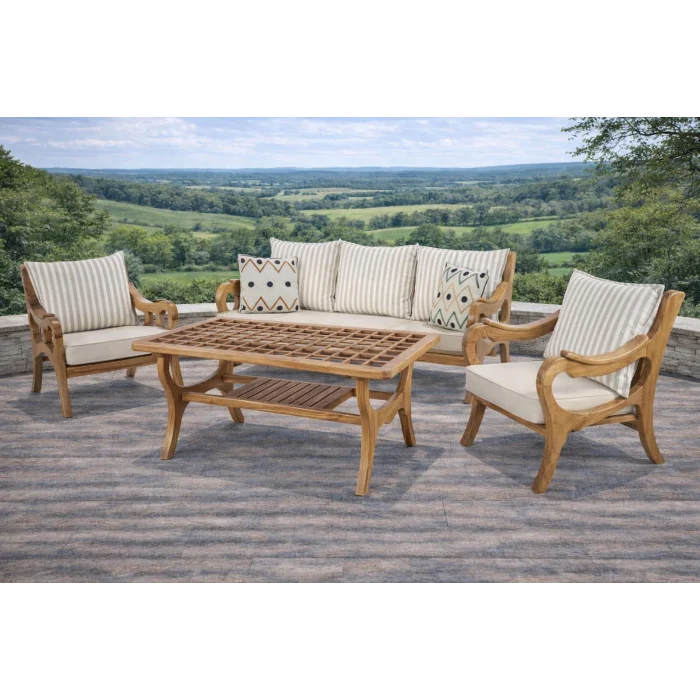 ROSA Renkli Yastıklı Kestane Ağacı Bahçe ve Balkon Oturma Grubu