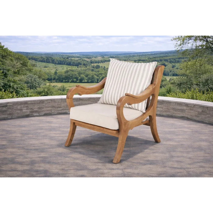 ROSA Çizgili Yastıklı Kestane Ağacı Bahçe ve Balkon Oturma Grubu (Çizgili Yastıklı)