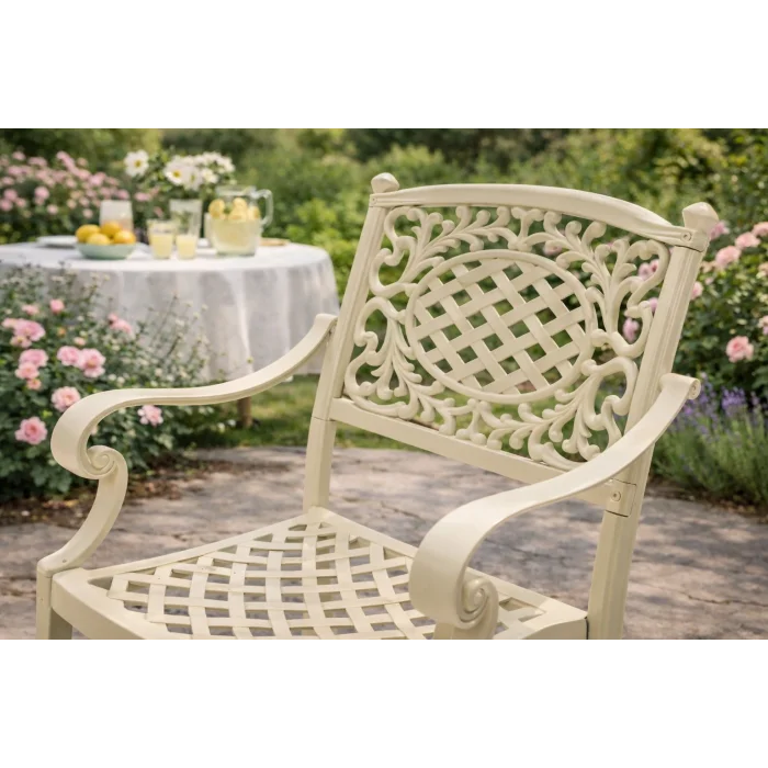 CNR OTTO Lüks Döküm Bahçe Sandalyesi - Krem