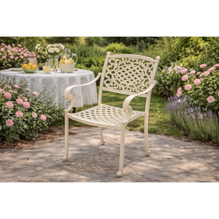 CNR OTTO Lüks Döküm Bahçe Sandalyesi - Krem