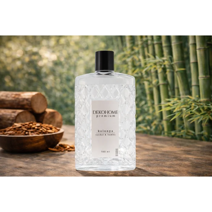 Dekohome Premium Sandal & Bambu Kolonya 180 ml (Kristal Şişe)