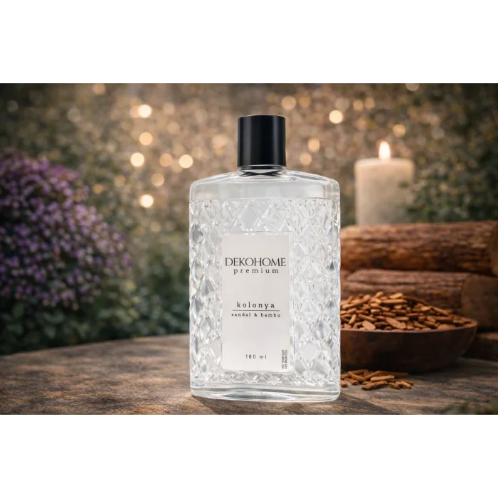 Dekohome Premium Sandal & Bambu Kolonya 180 ml (Kristal Şişe)