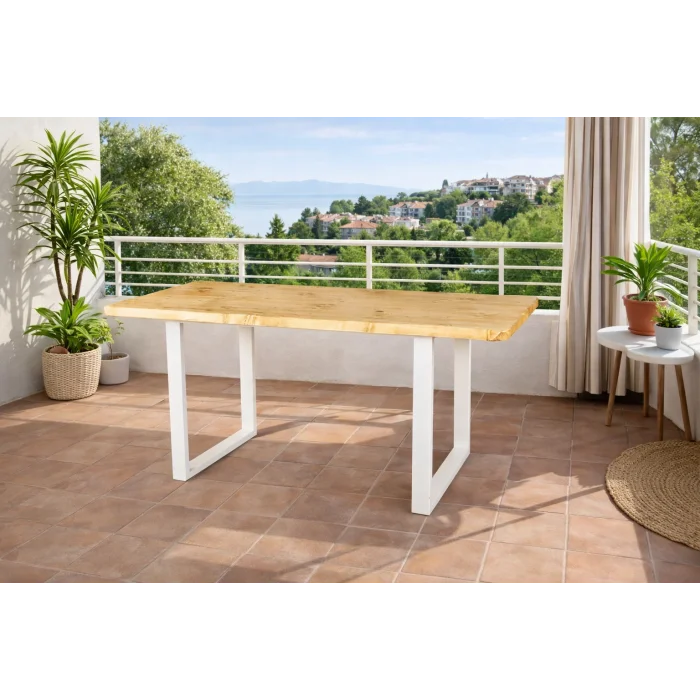 Dekomo Doğal Ağaç Balkon Masa Takımı (90x180 cm)