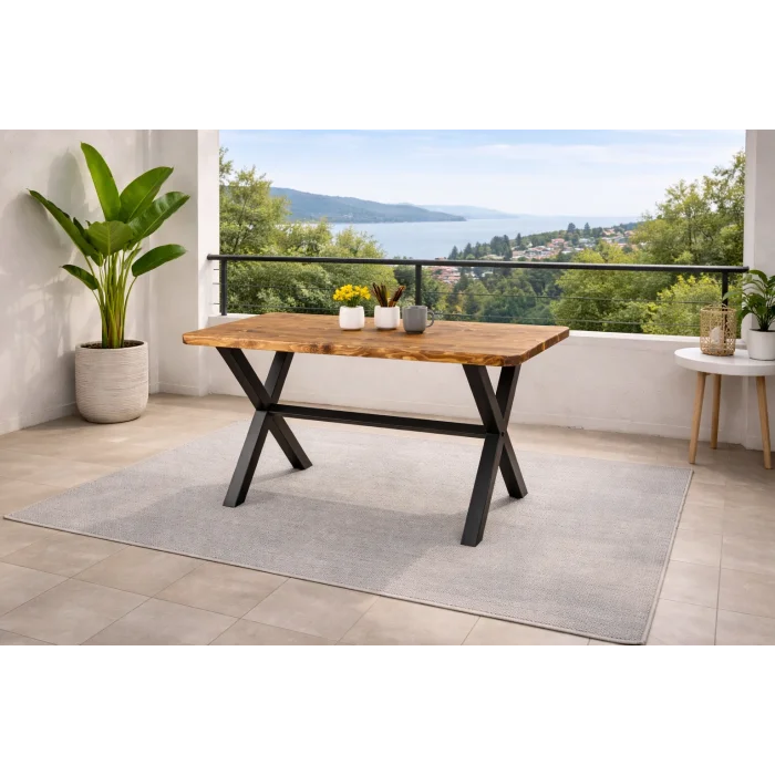 Doğal Ağaç Balkon Masa Takımı 80x160