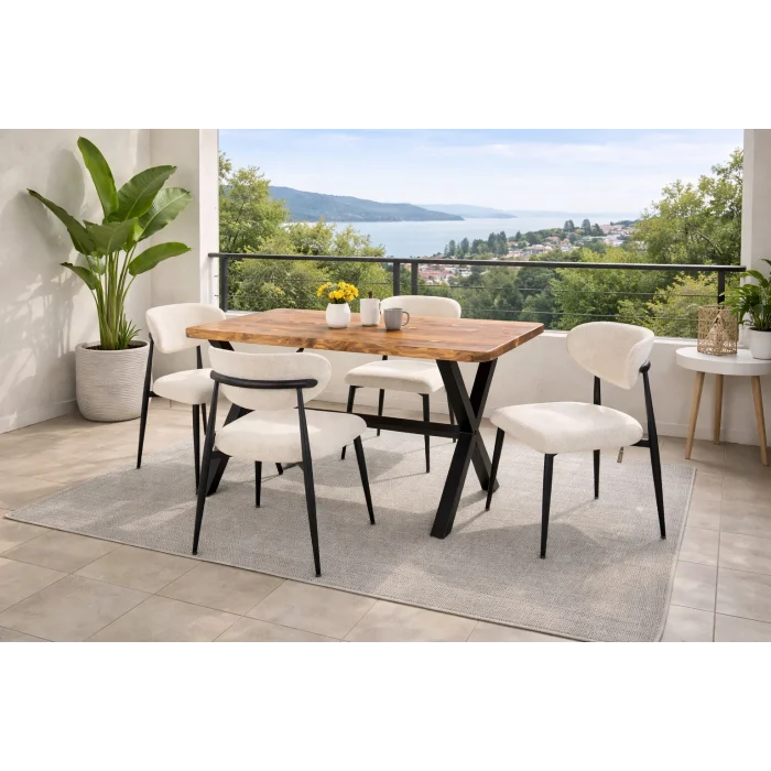 Doğal Ağaç Balkon Masa Takımı 80x160