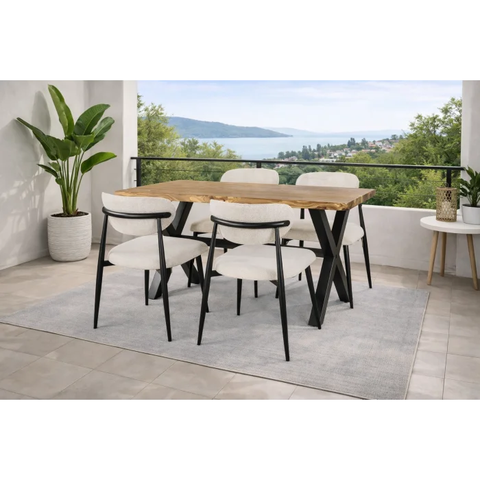 Doğal Ağaç Balkon Masa Takımı 80x160