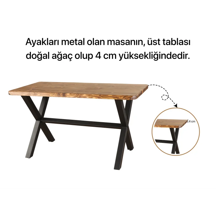 Doğal Ağaç Balkon Masa Takımı 80x160