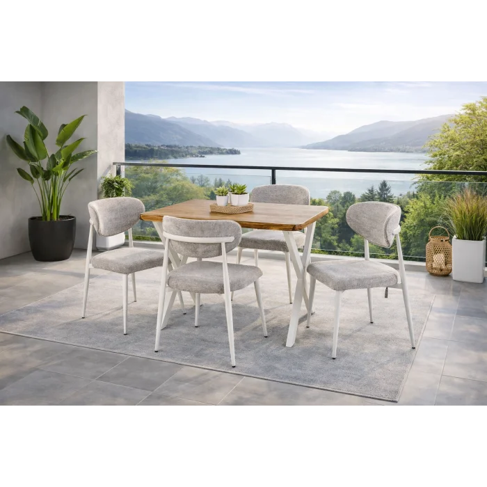 Doğal Ağaç Balkon Masa Takımı (80x140)