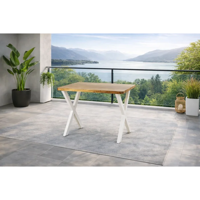 Doğal Ağaç Balkon Masa Takımı (80x140)