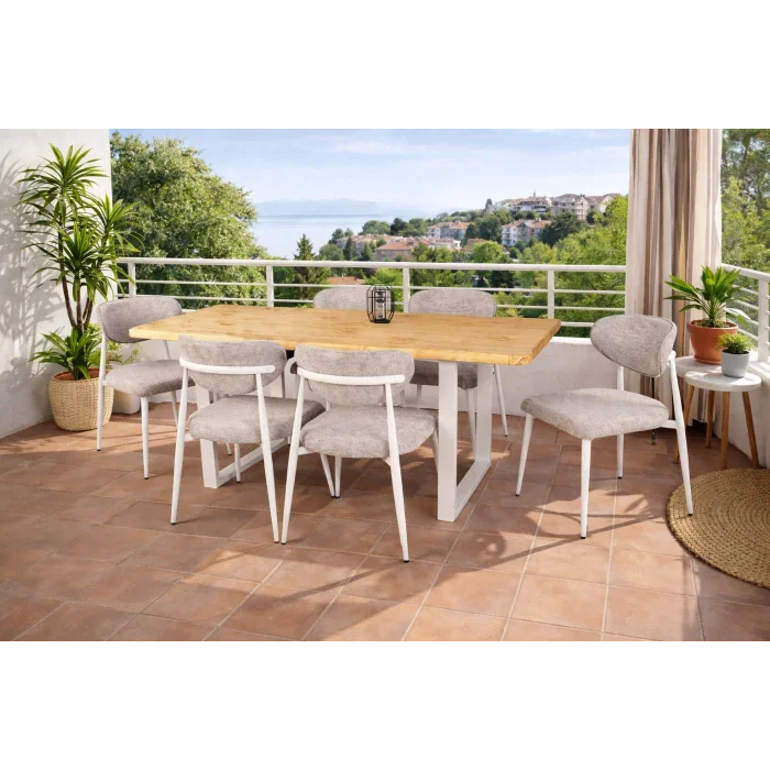 Dekomo Doğal Ağaç Balkon Masa Takımı (90x180 cm)