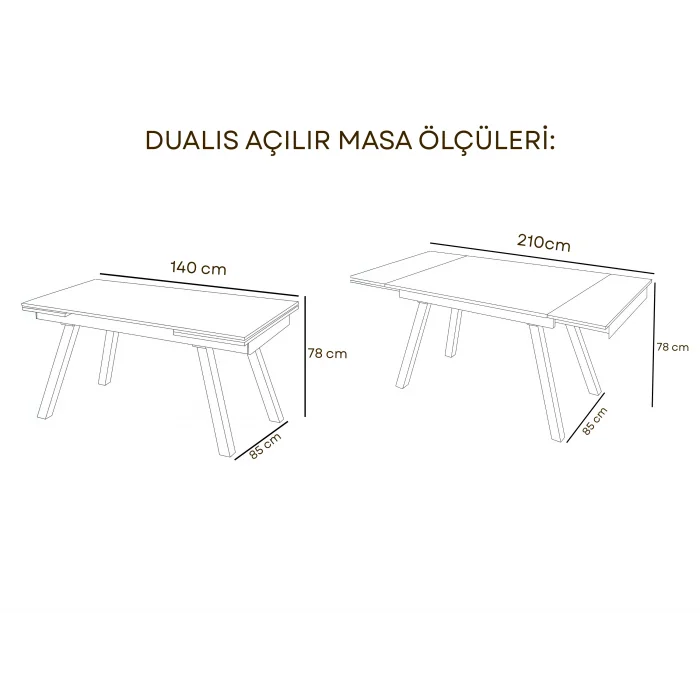 DUALIS Beyaz Açılır Masa - 210 cm Fonksiyonel Bahçe Masası