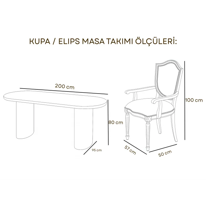 KUPA / Elips Masa Takımı (1 Masa + 6 Sandalye)