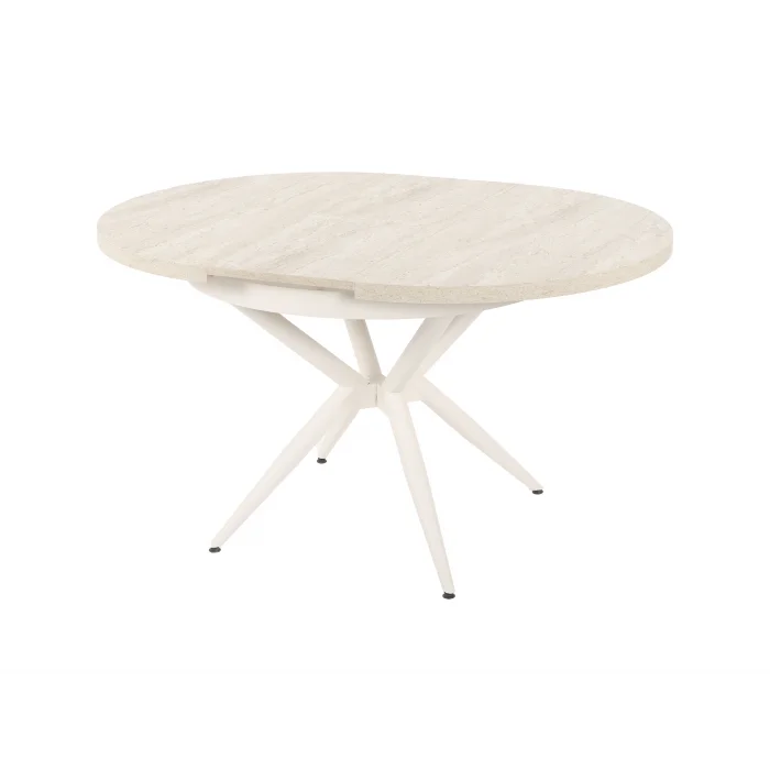 LUNA Krem Açılır Masa - Mermer Desenli Fonksiyonel Bahçe Masası