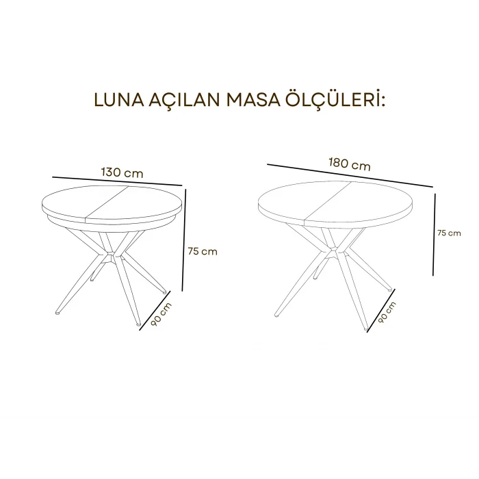LUNA Krem Açılır Masa - Mermer Desenli Fonksiyonel Bahçe Masası