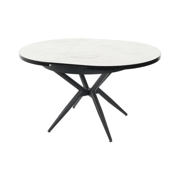 LUNA Siyah/ Beyaz Açılır Masa - Mermer Desenli Fonksiyonel Bahçe Masası