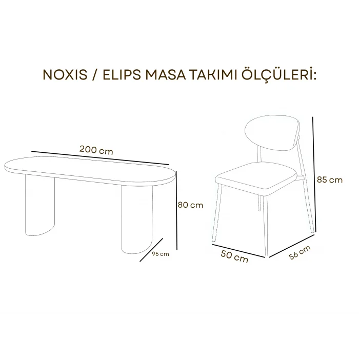 NOXIS / Elips Masa Takımı (6 Kişilik)
