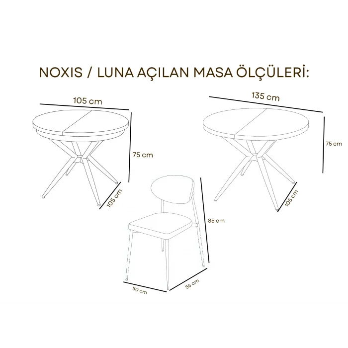 NOXIS / LUNA Açılır Masa Takımı (1 Masa + 4 Sandalye)