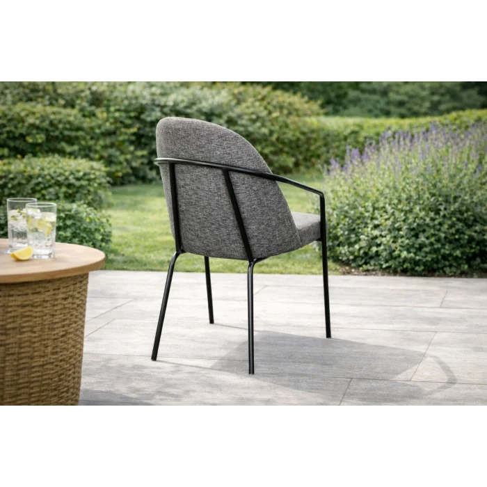 Remix Sandalye - Siyah Metal & Tam Döşeme (Gri)