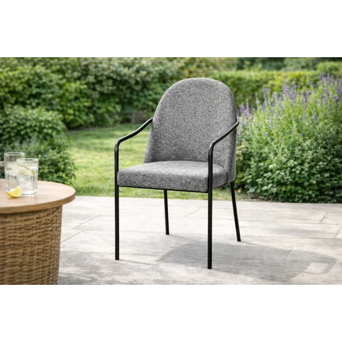 Remix Sandalye - Siyah Metal & Tam Döşeme (Gri)