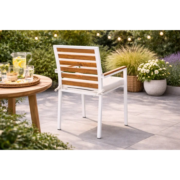 Still Sandalye - Beyaz Metal & Masif Ahşap