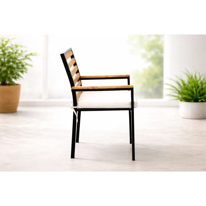 Still Sandalye - Siyah Metal & Masif Ahşap