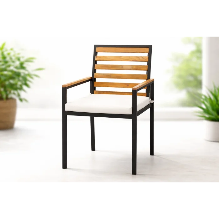 Still Sandalye - Siyah Metal & Masif Ahşap