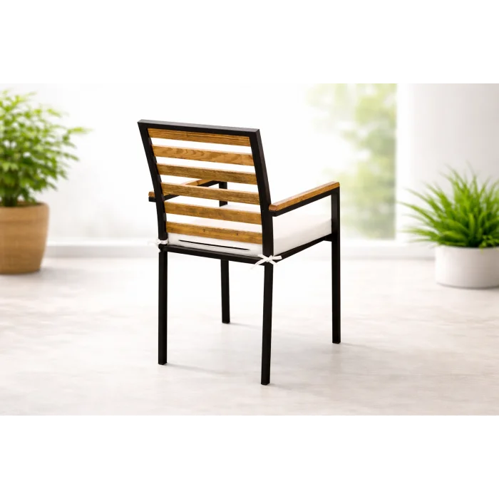 Still Sandalye - Siyah Metal & Masif Ahşap