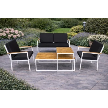 Stil Fonksiyonel Sehpalı Takım (2+1+1+Masa) - Masif Ahşap Detaylı