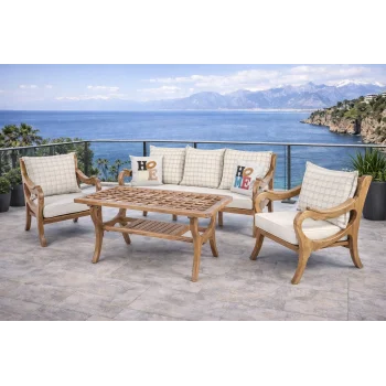 ROSA Takım Kareli - Kestane Ağacı Bahçe & Balkon Oturma Grubu