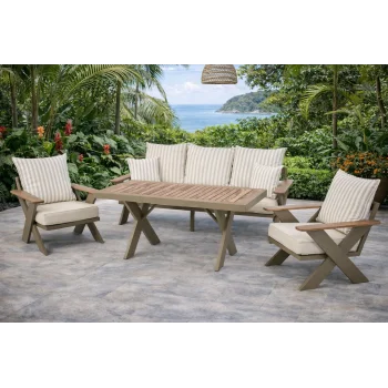 VENTO Takım (Cappucino-Çizgili) - Alüminyum Bahçe & Balkon Oturma Grubu