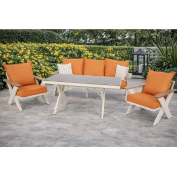 VENTO Takım (Krem-Turuncu) - Alüminyum Bahçe & Balkon Oturma Grubu