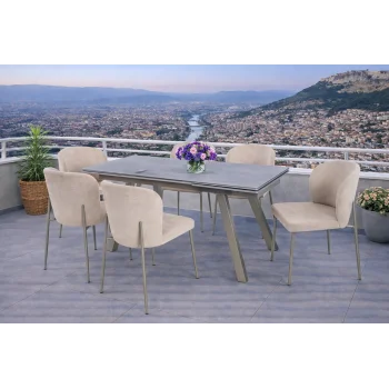 ZENİT / Dualis Açılır Masa Takımı (İnox) - 1 Masa + 6 Sandalye