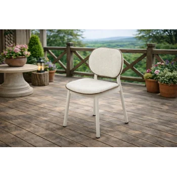 KANT Krem Sandalye - Metal İskeletli Bahçe ve Teras Sandalyesi