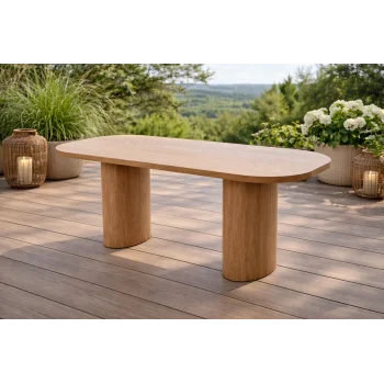 ELİPS Koyu Meşe Masa - 200 cm Modern Oval Bahçe Masası