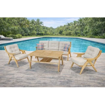 ARMONİ Kestane Ağacı Bahçe ve Balkon Oturma Grubu - 5 Kişilik Doğal Tasarım