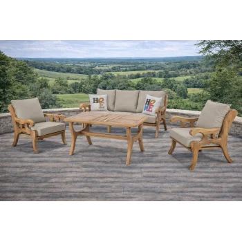 MATTINA Kestane Ağacı Bahçe ve Balkon Oturma Grubu - 5 Kişilik Doğal Tasarım